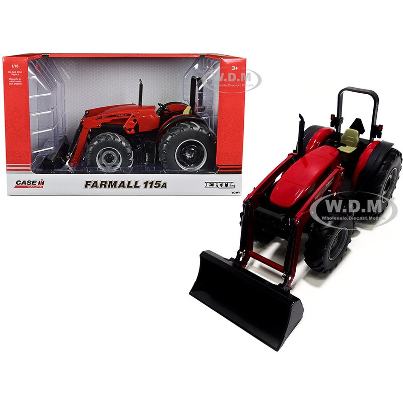Farmall 115A Tractor with L575 Loader Red and Black Case IH Agriculture 1/16 Diecast Model by ERTL TOMY