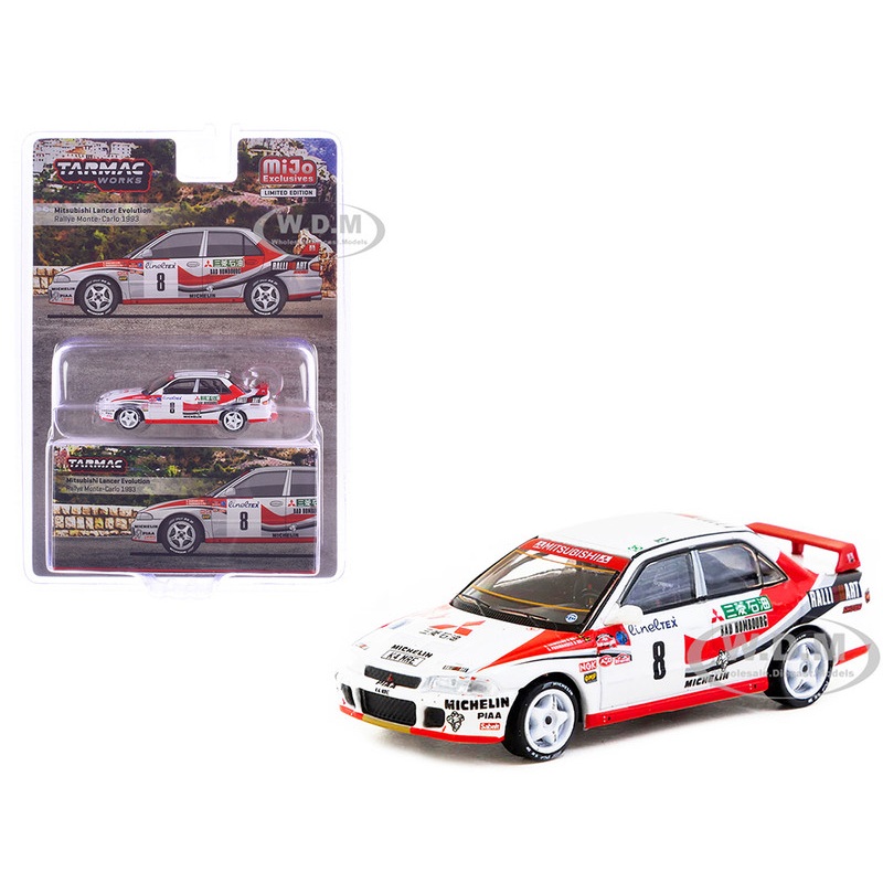 Mitsubishi Lancer Evolution RHD (Right Hand Drive) #8 Kenneth Eriksson - Staffan Parmander Rallye Monte-Carlo (1993) Global64 Series 1/64 Diecast Model by Tarmac Works
