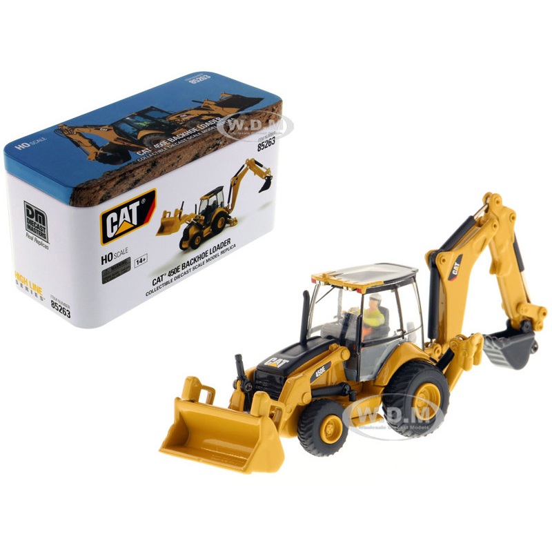  CAT Caterpillar 450E Backhoe Loader with Operator High Line Series 1/87 (HO) Diecast Model by Diecast Masters
