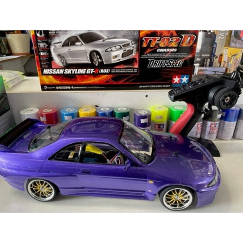 Tamiya 1/10 TT-02D Nissan Skyline GT-R (R33) Expert Assembled RC Drift and On-Road RC Car - Purple