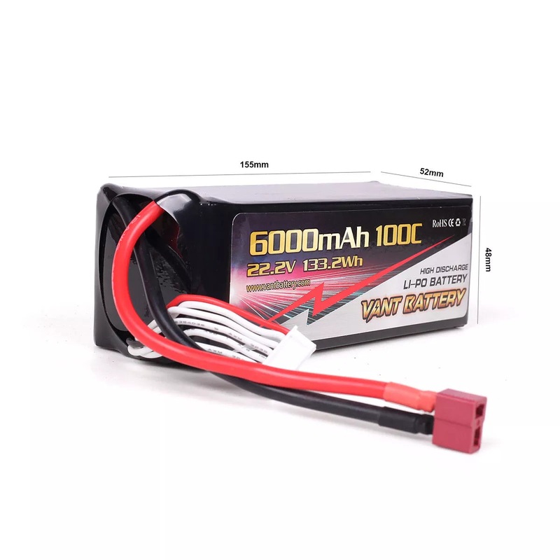 Vant 6S 22.2V 6000mAh 100C Soft Case Li-Po Battery with Deans T plug for RC Cars, Boats and Drones