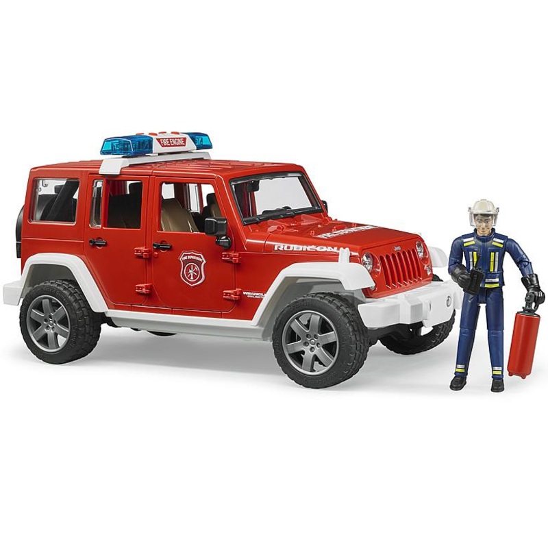 SS-B02528 BRUDER JEEP WRANGLER UNLIMITED RUBICON FIRE DEPARTMENT AND FIGURE ** EX-SHOW STOCK! **