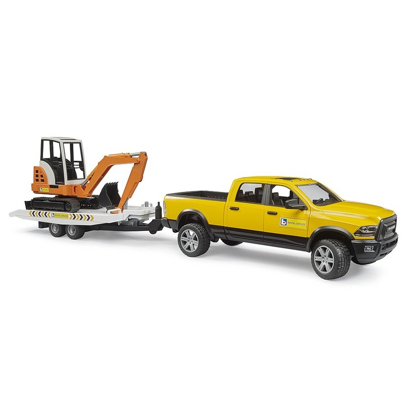 B02546 Bruder Dodge RAM Rental Truck with Mini Excavator