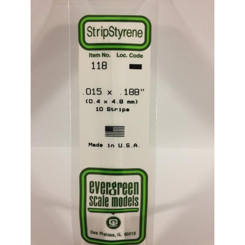 Evergreen 118 - 0.4 x 4.8mm Strips