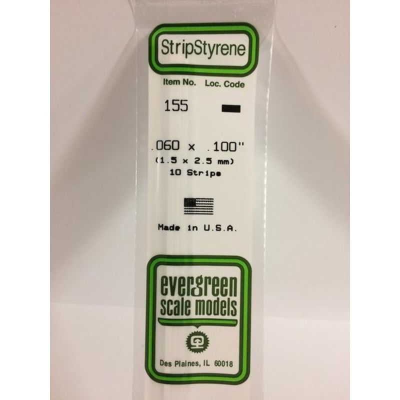 Evergreen 155 - 1.5 x 2.5mm Strips