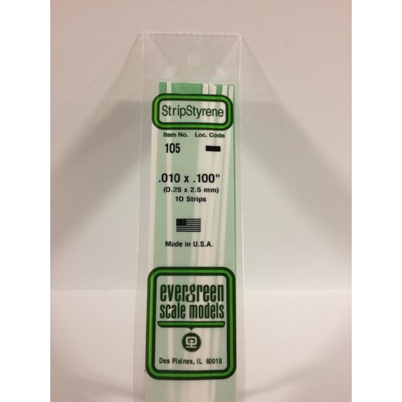 Evergreen 105 - 0.25 x 2.5mm Strips