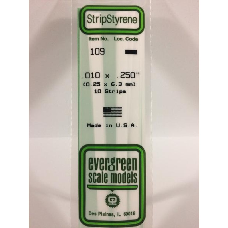 Evergreen 109 - 0.25 x 6.3mm Strips