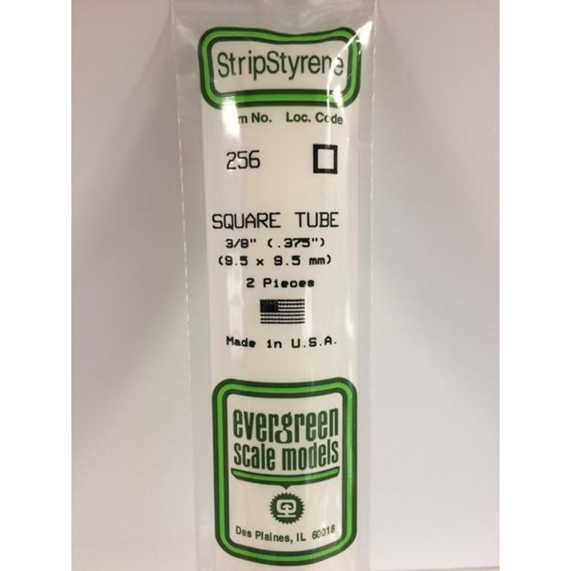 Evergreen 256 - 9.5 x 9.5 mm Square Tube