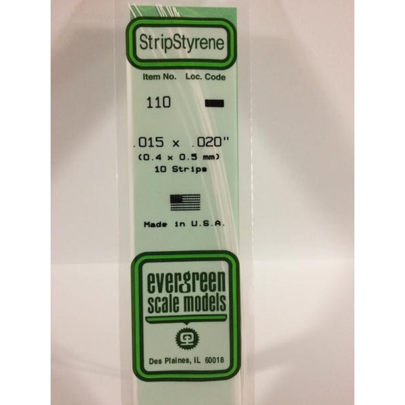 Evergreen 110 - 0.4 x 0.5mm Strips