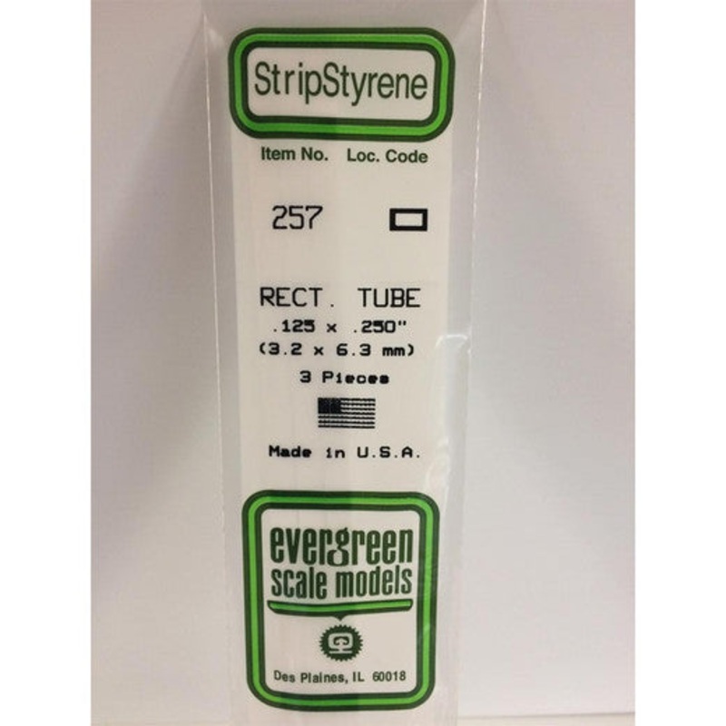 Evergreen 257 - 3.2 x 3.2 mm Rectang Tube