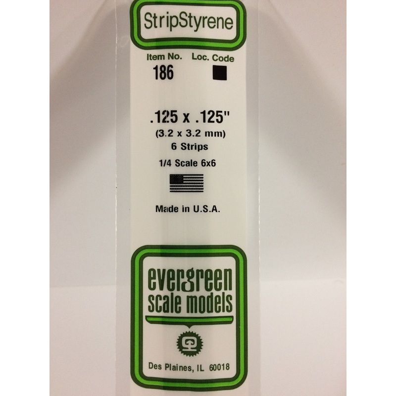 Evergreen 186 - 3.2 x 3.2mm Strips