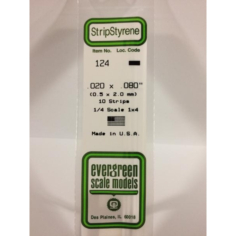 Evergreen 124 - 0.5 x 2.0mm Strips