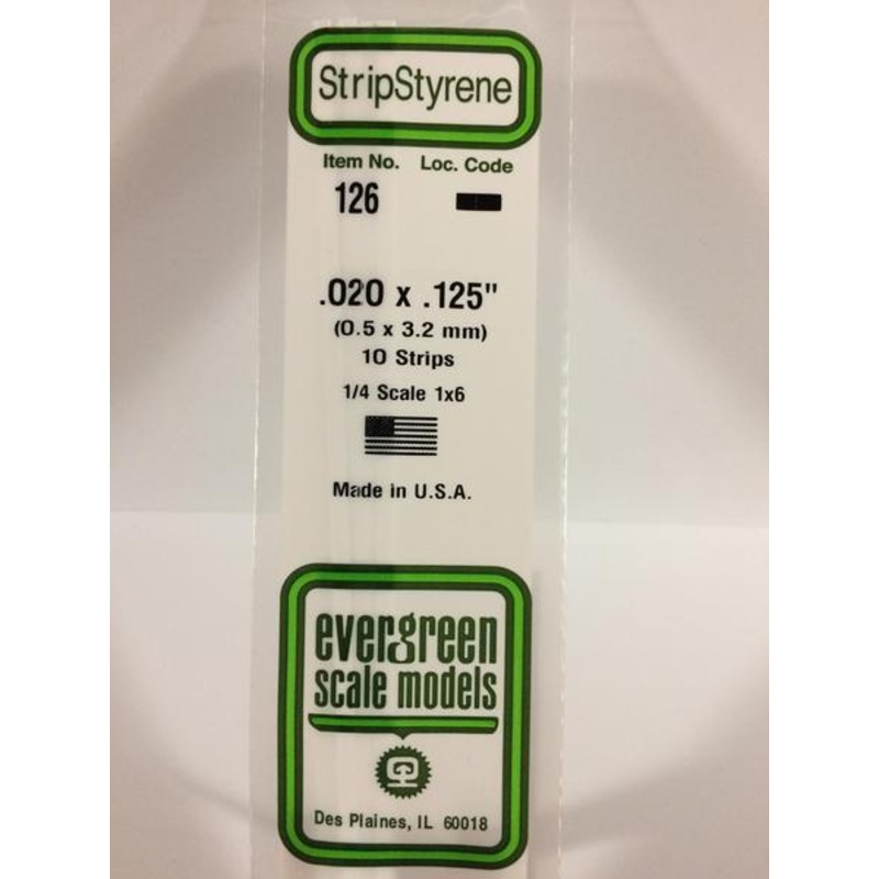 Evergreen 126 - 0.5 x 3.2mm Strips