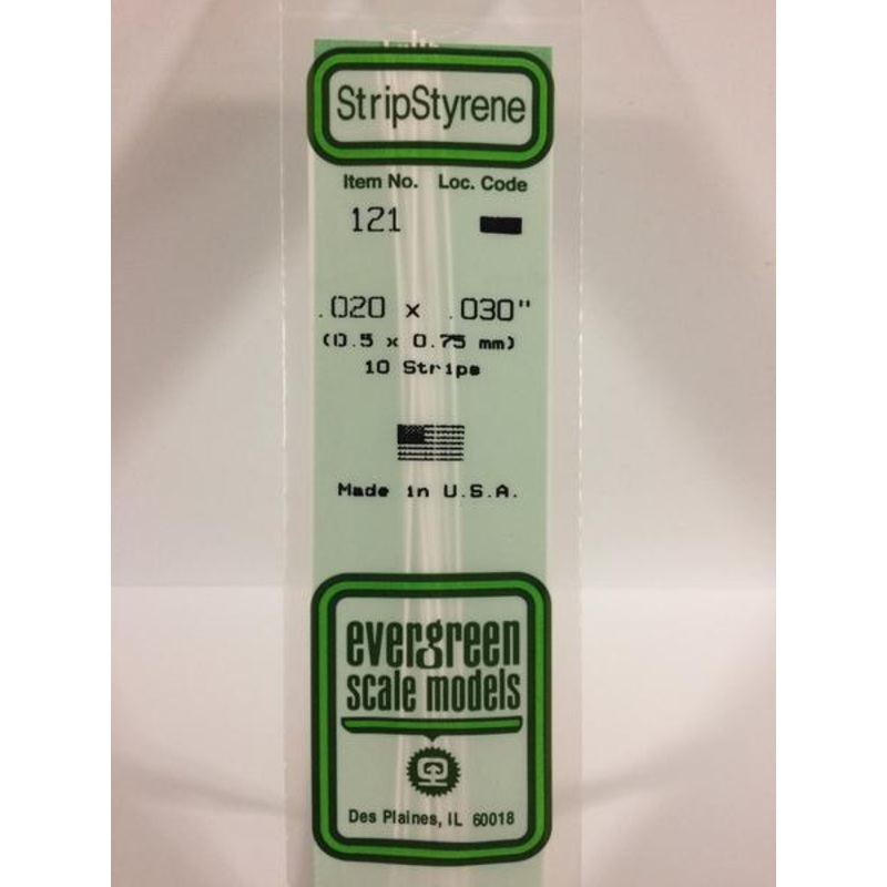 Evergreen 121 - 0.5 x 0.75mm Strips