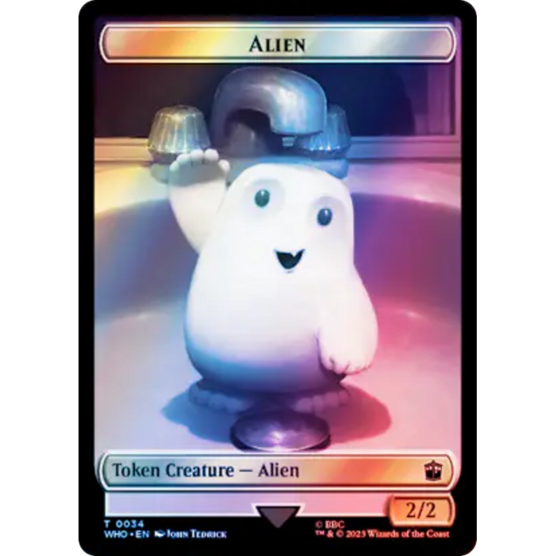 Alien // Dinosaur Double-Sided Token (Surge Foil) [Doctor Who Tokens]