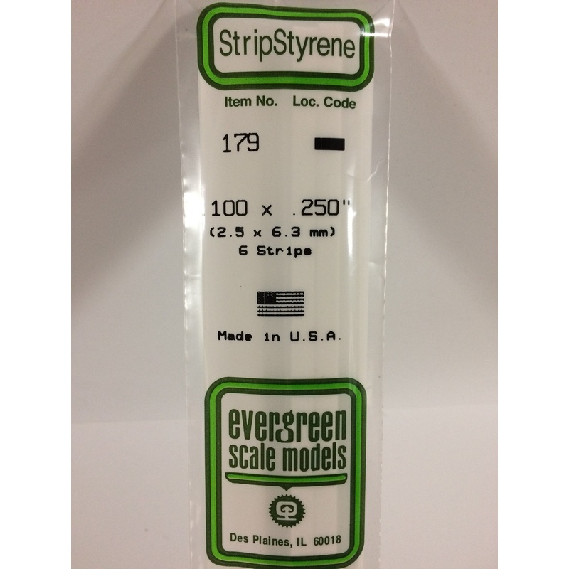 Evergreen 179 - 2.5 x 6.3mm Strips