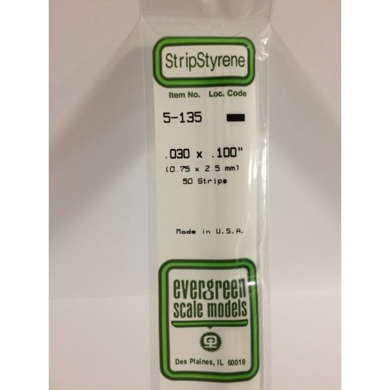 Evergreen 135 - 0.75 x 2.5mm Strips