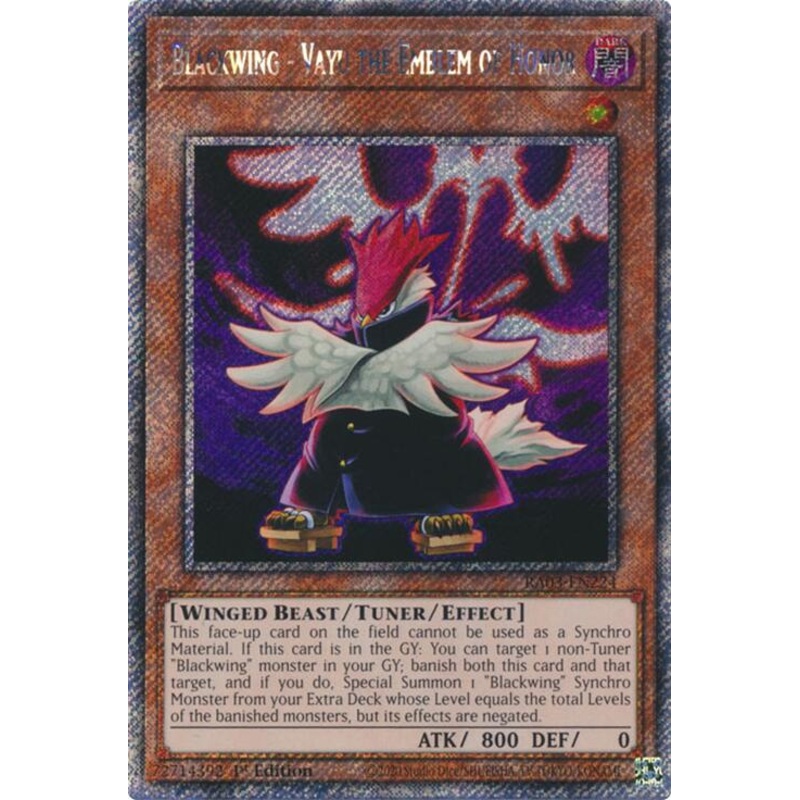 Blackwing - Vayu the Emblem of Honor (Platinum Secret Rare) [RA03-EN224] Platinum Secret Rare
