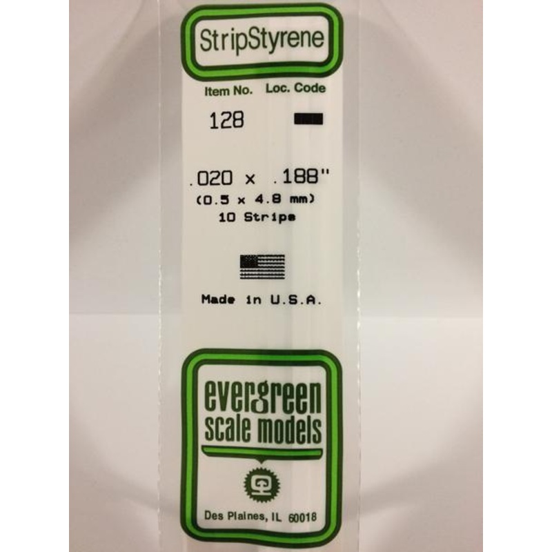 Evergreen 128 - 0.5 x 4.8mm Strips